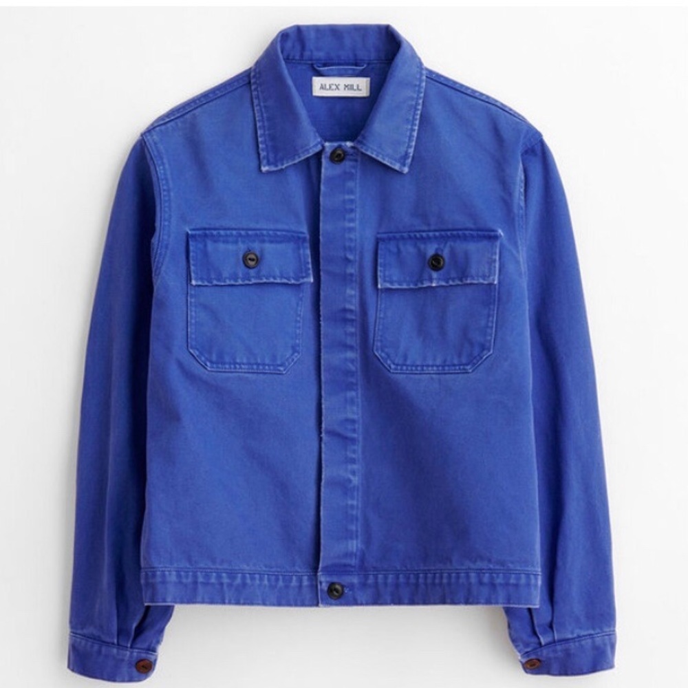 Alex Mill washed denim crop jacket cobalt, S